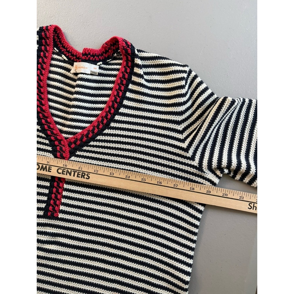 Tory Burch Sweater Women's Size S/P Striped V-neck Pullover 3/4 Sleeve Cotton - Picture 4 of 13